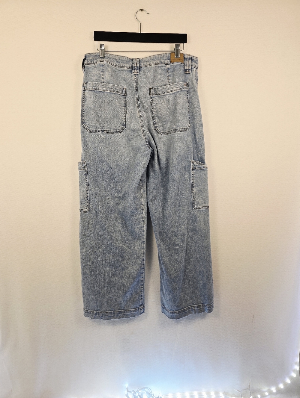 American Eagle High Waist Baggybwide Leg Stretch Light Wash Jeans. Ladies 16 - Picture 12 of 16